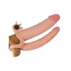 Farruz İkili Titreşimli Realistik Penis Kılıfı 2.5 cm Uzatmalı