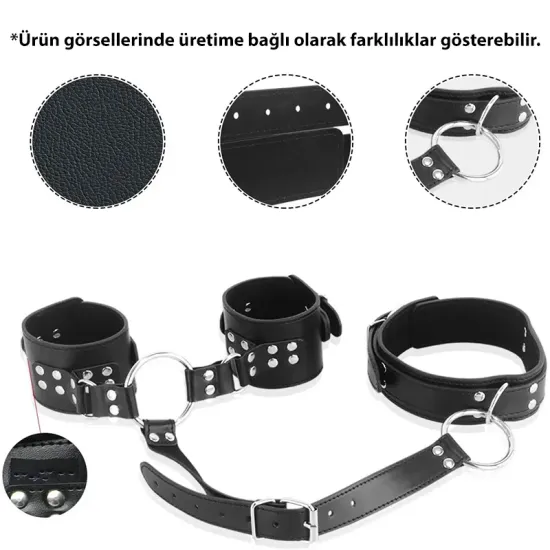 BDSM Boyun El Kelepçesi Deri Esaret Seti BDSM Boyun El Kelepçesi Deri Esaret Seti