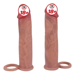 Farruz 19 Cm Halkalı Ultra Çift Katmanlı Testisli Penis Kılıfı