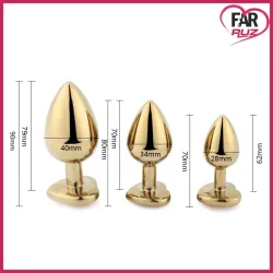 Farruz 3'lü Kalp Şekilli Gold (Altın) Renk Anal Plug