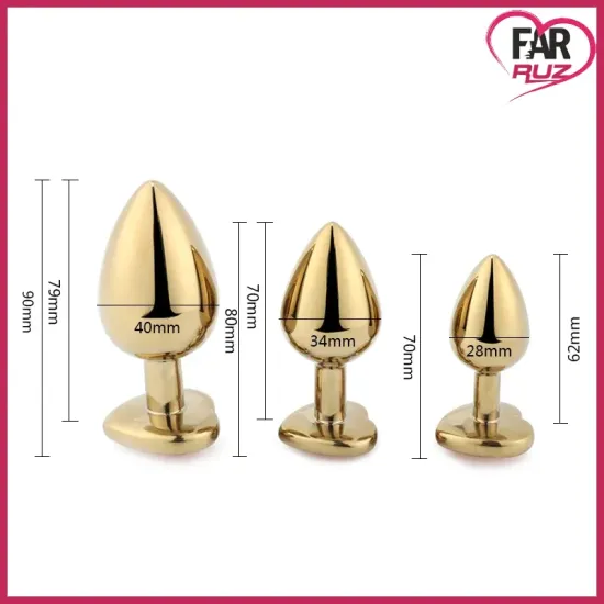 Farruz 3'lü Kalp Şekilli Gold (Altın) Renk Anal Plug