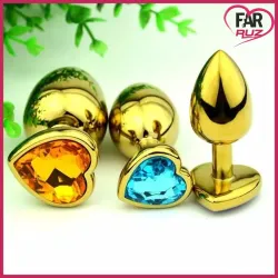 Farruz 3'lü Kalp Şekilli Gold (Altın) Renk Anal Plug