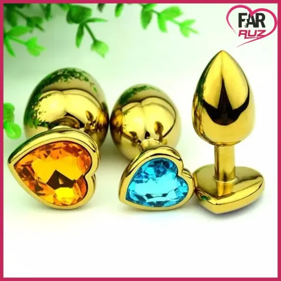 Farruz 3'lü Kalp Şekilli Gold (Altın) Renk Anal Plug