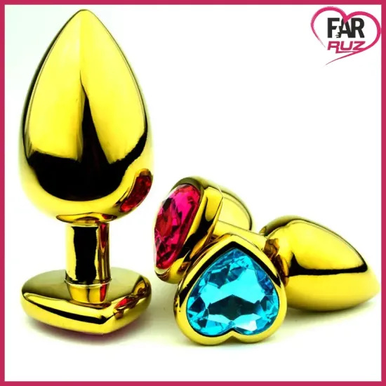 Farruz 3'lü Kalp Şekilli Gold (Altın) Renk Anal Plug
