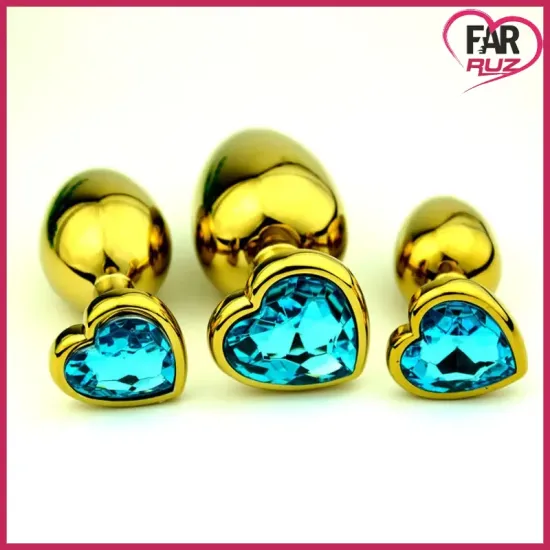 Farruz 3'lü Kalp Şekilli Gold (Altın) Renk Anal Plug