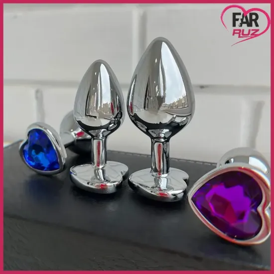 Farruz Kalp Şekilli Renkli Taşlı Anal Plug Farruz Kalp Şekilli Renkli Taşlı Anal Plug