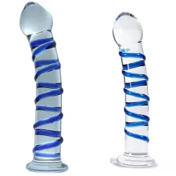 Farruz Koleksiyonluk Mavi Burgulu Cam Dildo