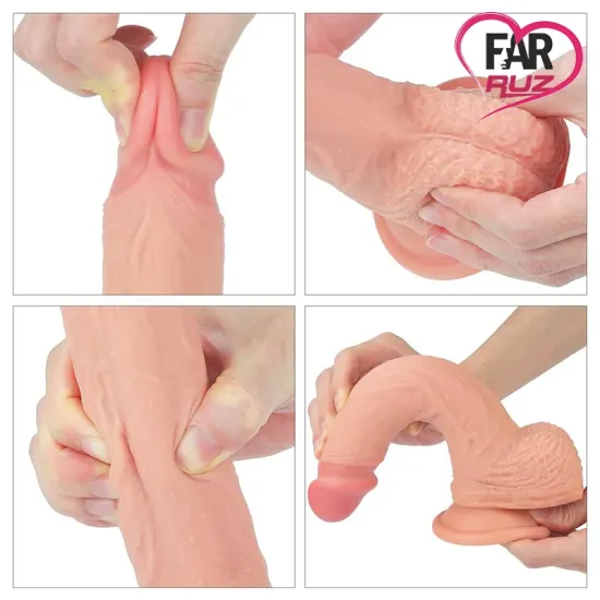 LoveToy Nature Cock 21.5 Cm Çift Katmanlı Platinum Dildo
