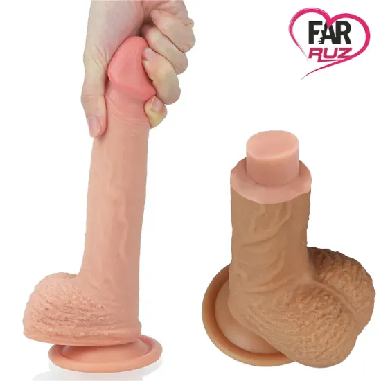 LoveToy Nature Cock 21.5 Cm Çift Katmanlı Platinum Dildo