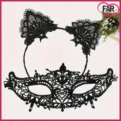 Maskeli Balo Siyah Dantel Maske ve Taç Takımı