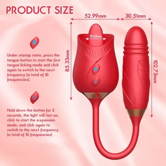 Rose Dilli Yalama ve İleri Geri Hareketli Vibratör Rose Dilli Yalama ve İleri Geri Hareketli Vibratör