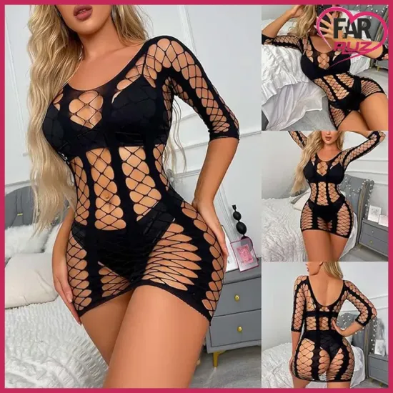 Seksi Hollow Out Geniş File Mini Elbise Seksi Hollow Out Geniş File Mini Elbise